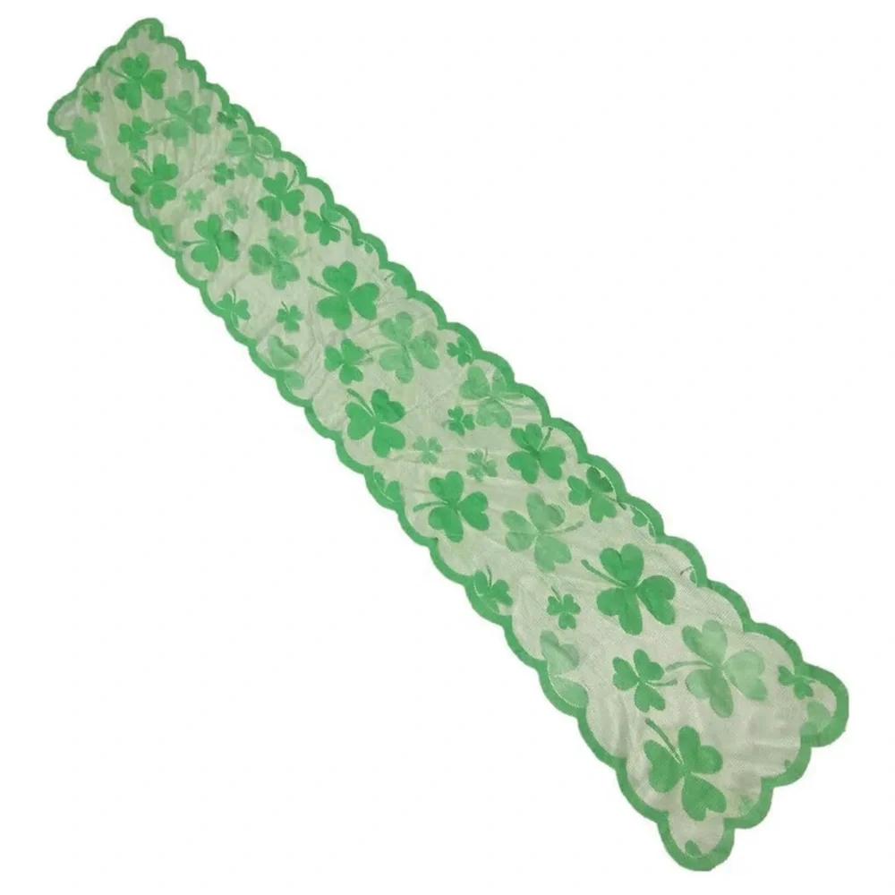 Green Clover Lace Table Runner st Patrick’s Day